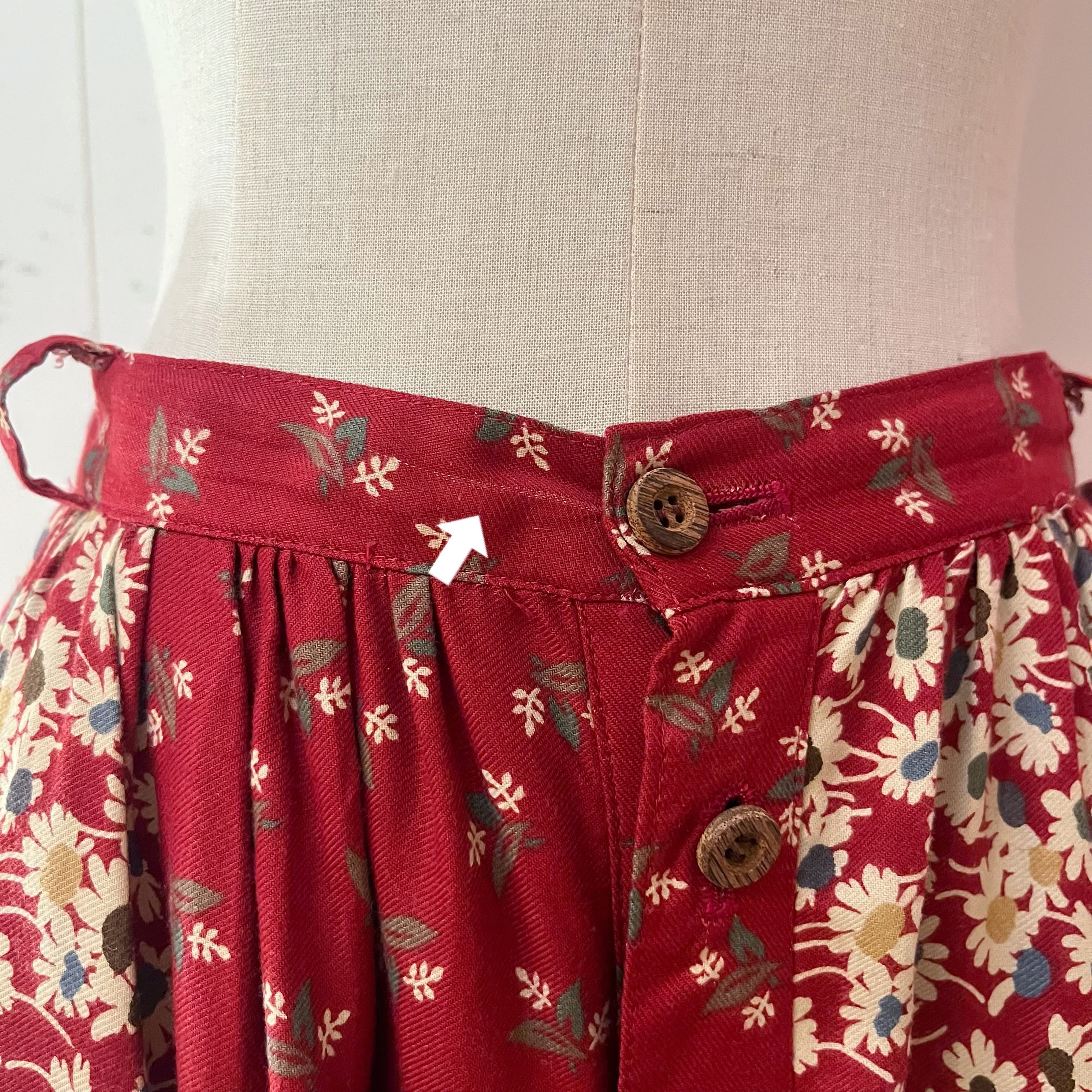 red flower patchwork tiered skirt