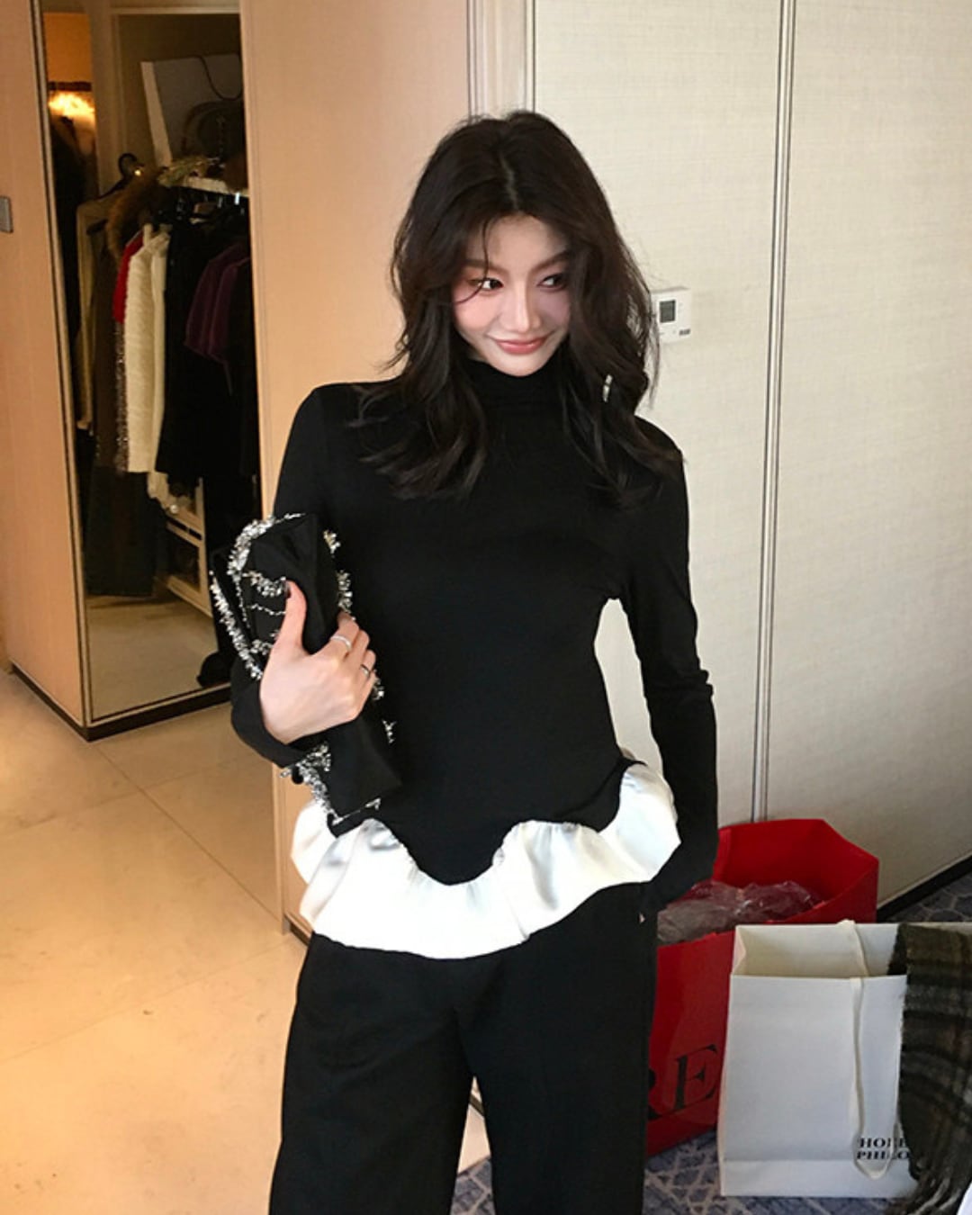 ペプラムタートルネックトップス A25477