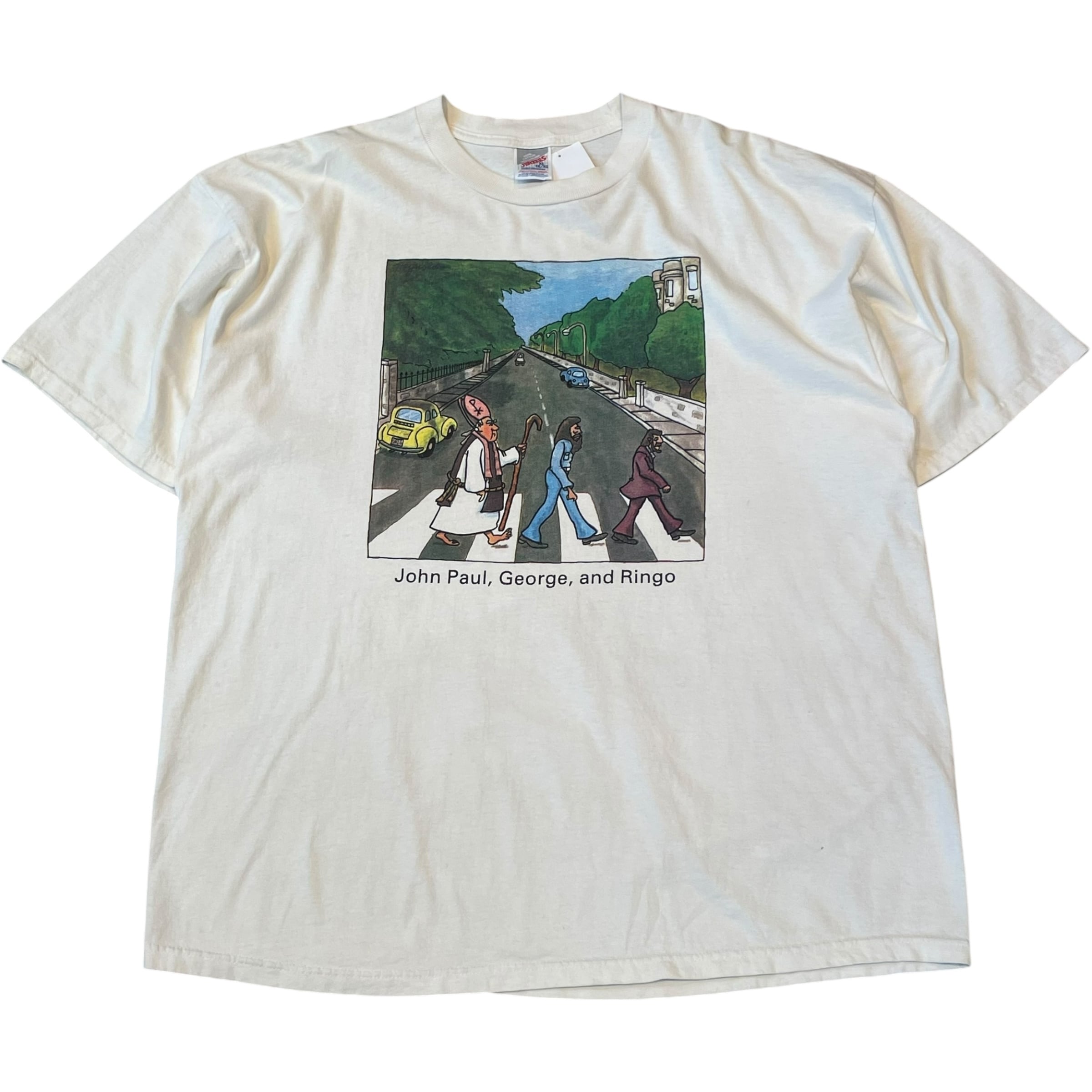 90s THE BEATLES parody "John Paul" Abbey Road design T-shirt