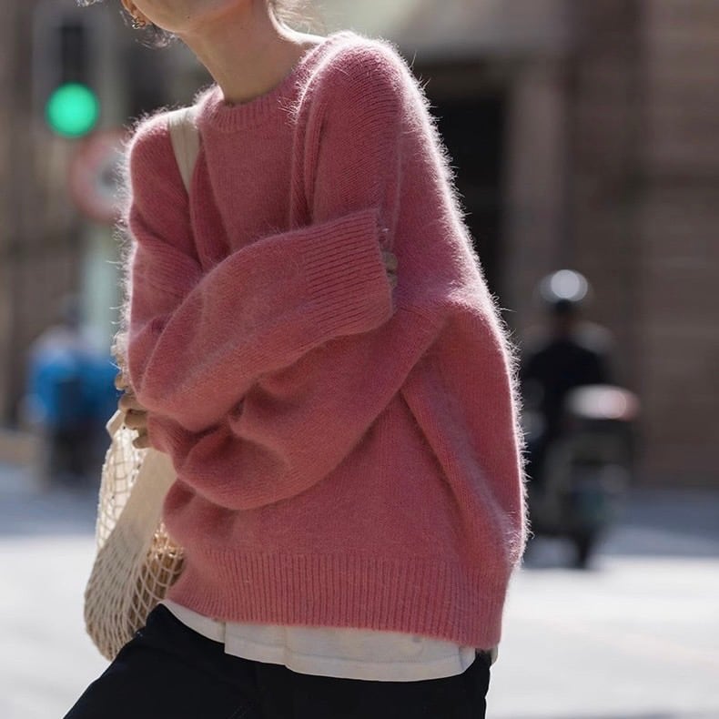 シンプルラウンドネックニット 231121