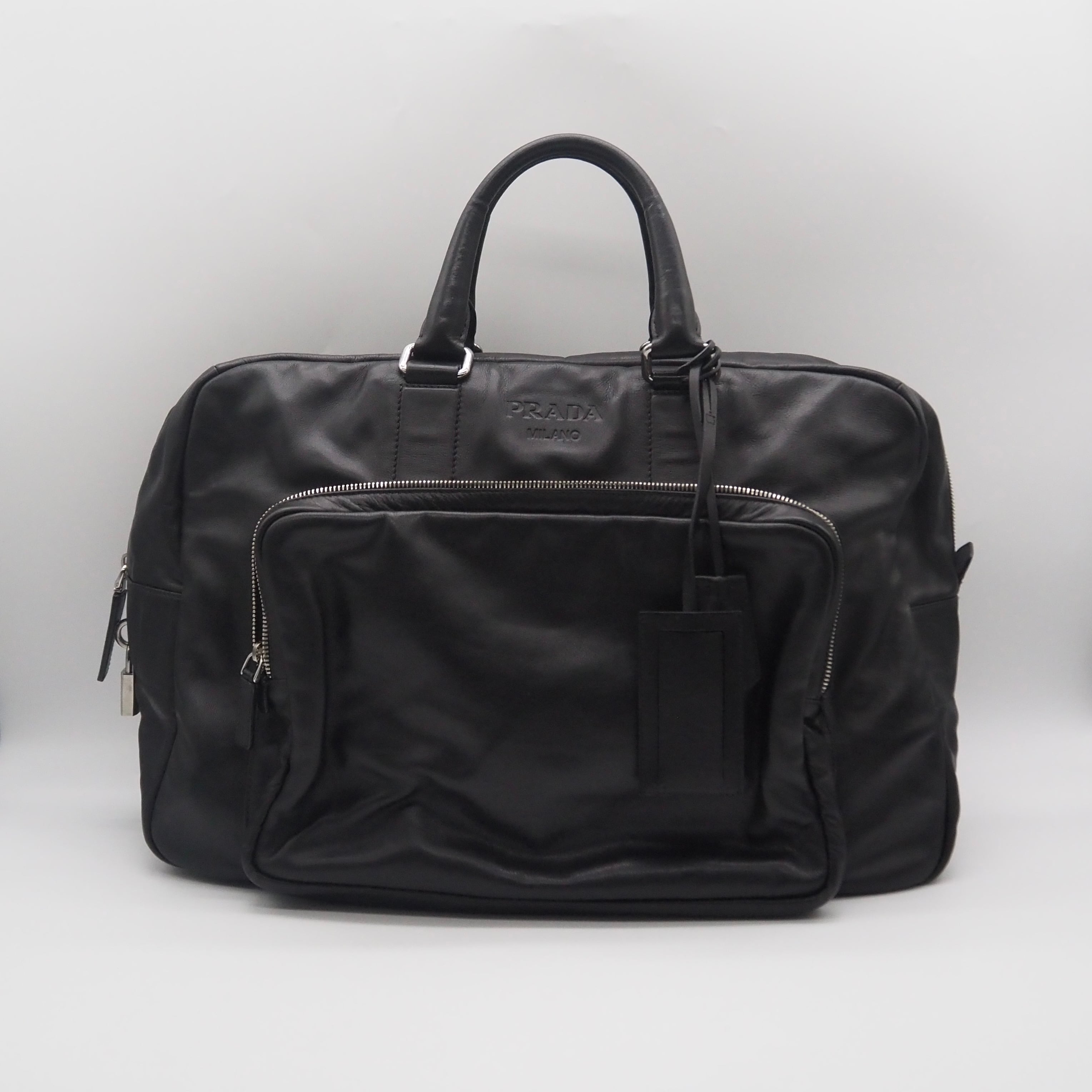 PRADA パンチングレザー ボストンバッグ ブラック PRADA レザー ボストン バッグ ブラック レザー プラダ | 2122TOKYO