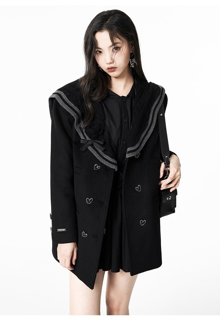コート 黒 ネイビー スクール ストリート ガーリー 原宿 ジャケット