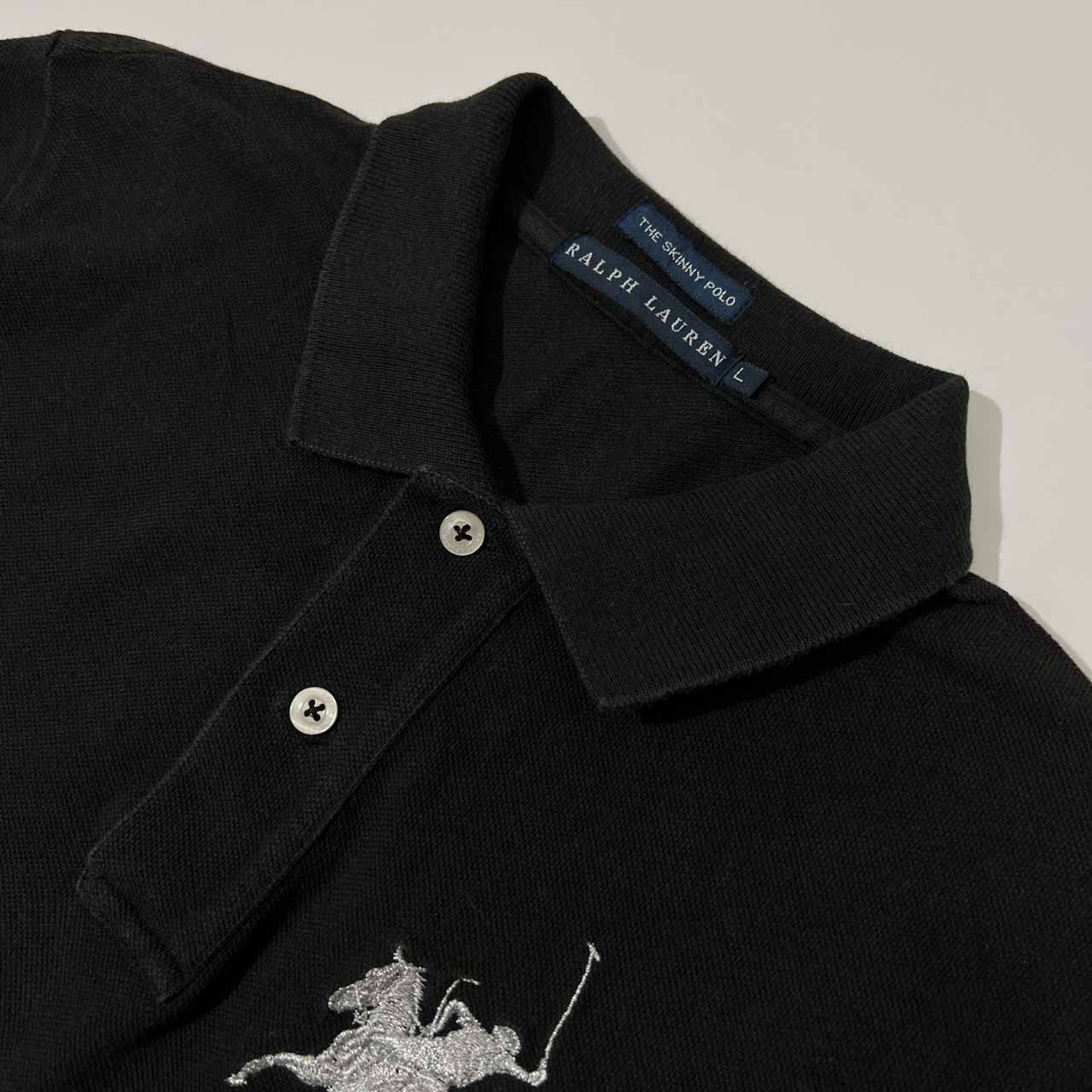 Ralph Lauren The Skinny Polo ポロシャツ　黒 S RALPH LAUREN ラルフローレン THE SKINNY POLO 刺繍入り 長袖