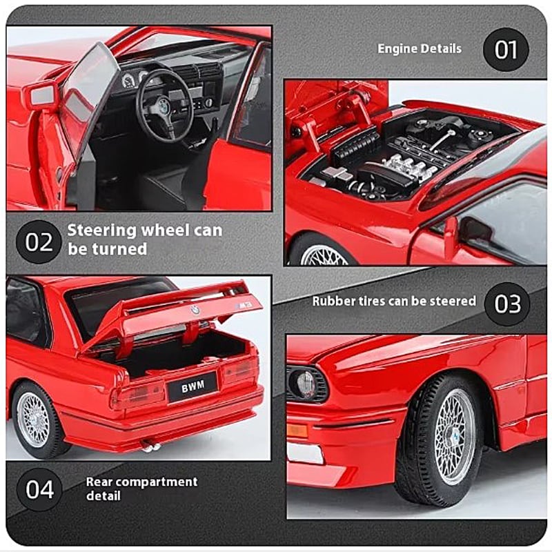 BMW M3 E30 クーペ 1/24 ミニカー 全4色 ライト点灯 エンジンサウンド