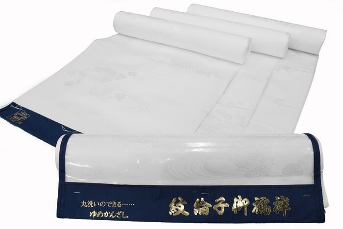 夏物長襦袢 反物 トスコ 桔梗 白 麻混襦袢 紋紗 ポリエステル60％ 麻40