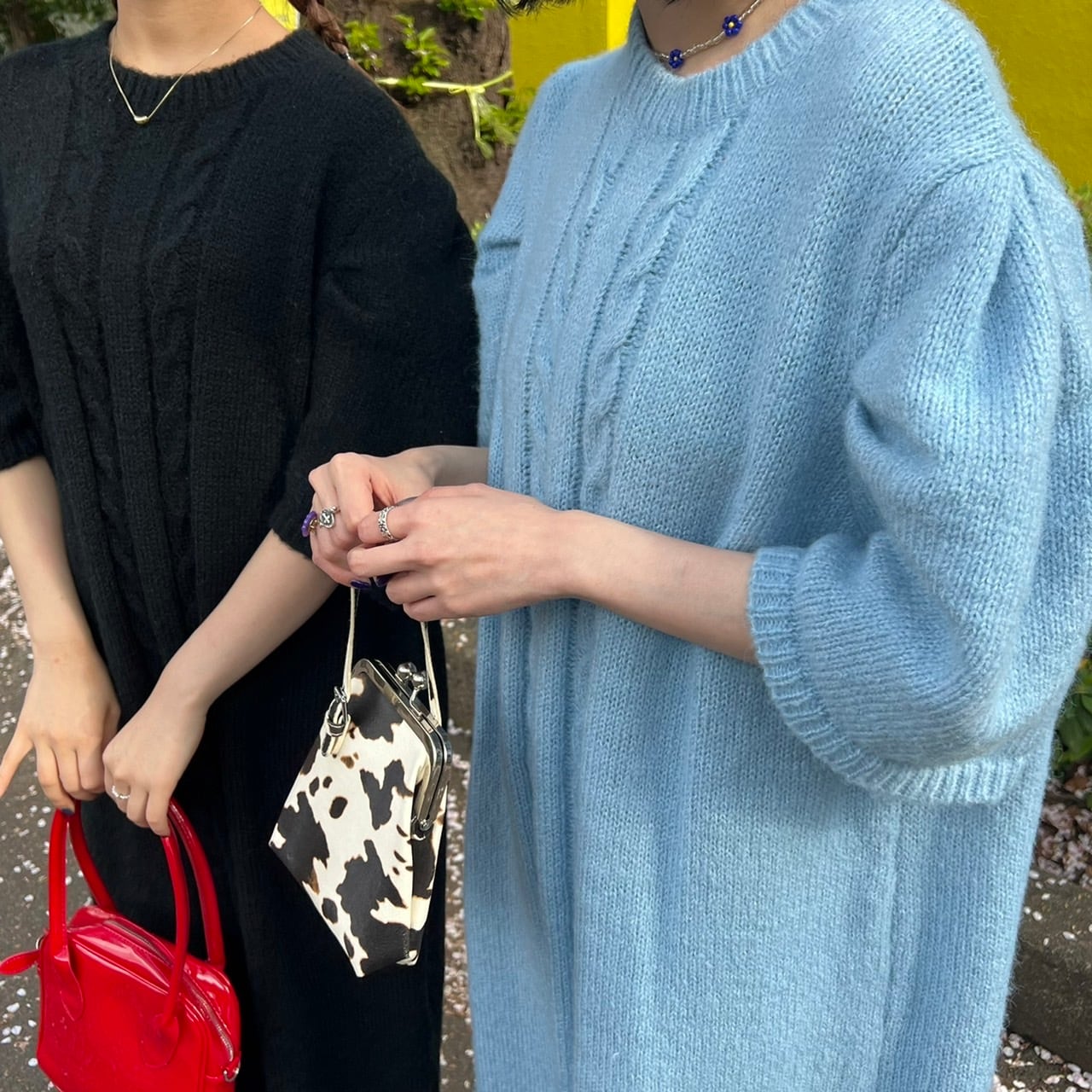 パフショルダー半袖ニットワンピース_LN01706