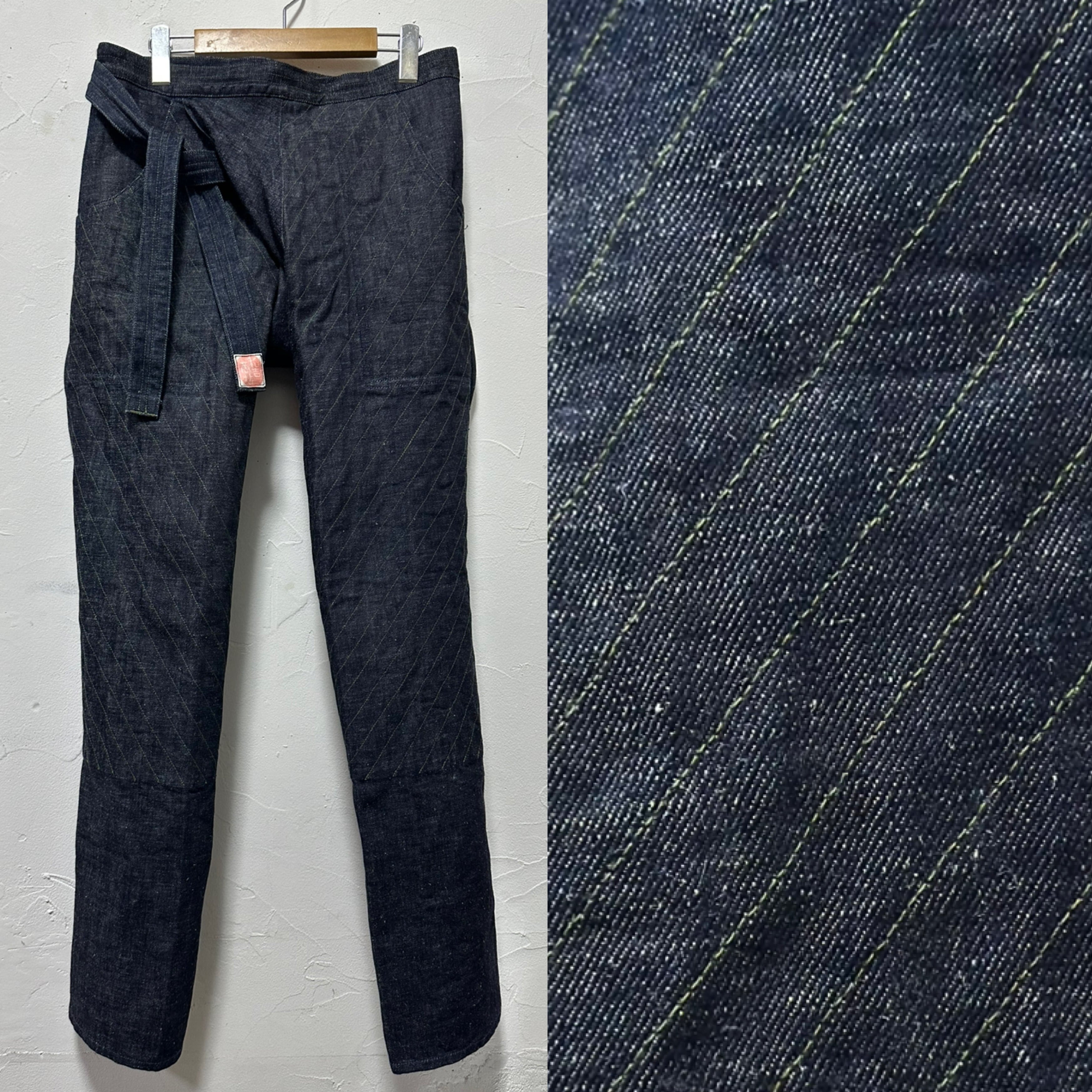 8/31まで特別価格!股引き コットンヘンプデニム indigo 斜めオリーブステッチ