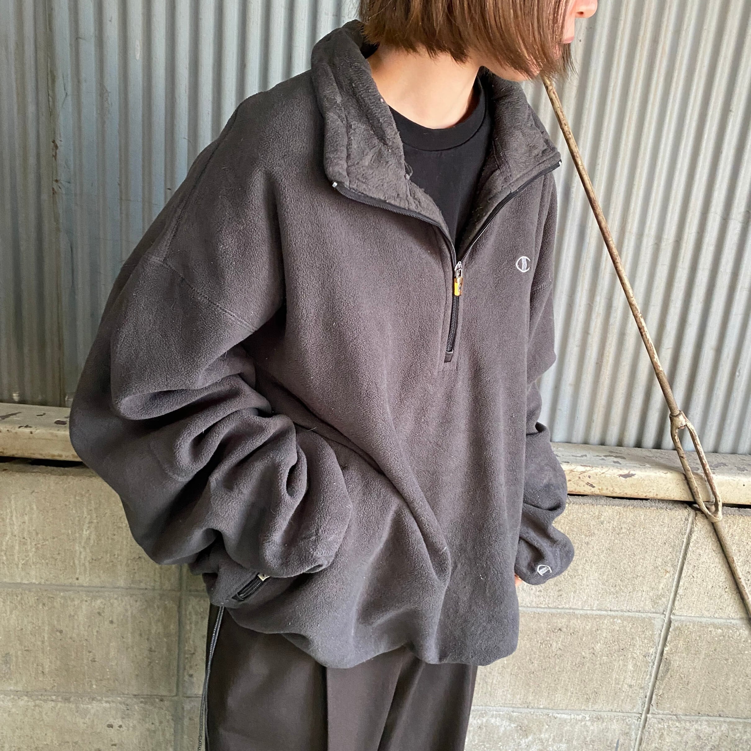 ビッグサイズ Champion チャンピオン ハーフジップ フリースジャケット 
