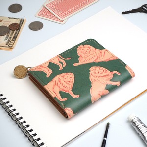 L-shaped zipper wallet (lion) genuine leather compact