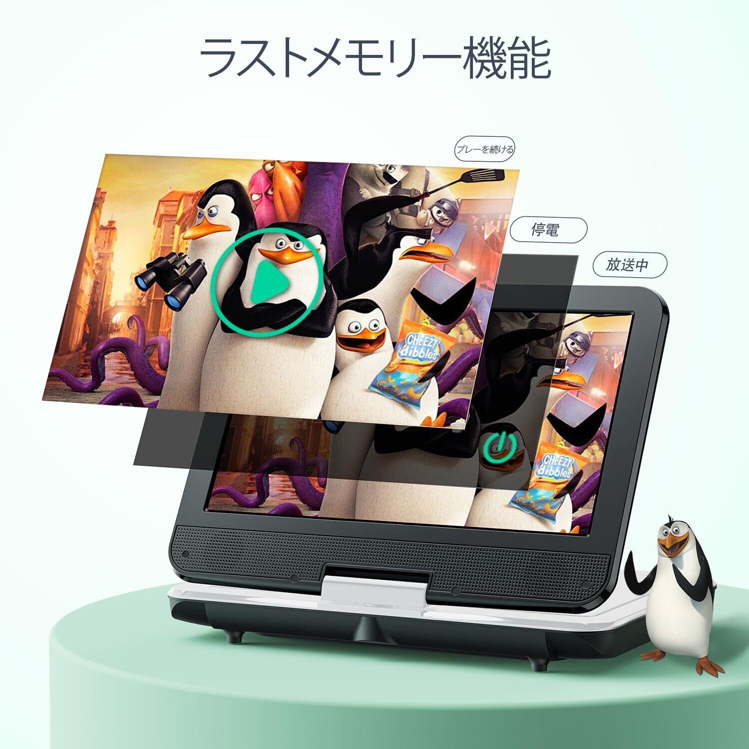 Yoton ポータブルDVDプレーヤー 12.5インチ、10.5インチLCD画面搭載