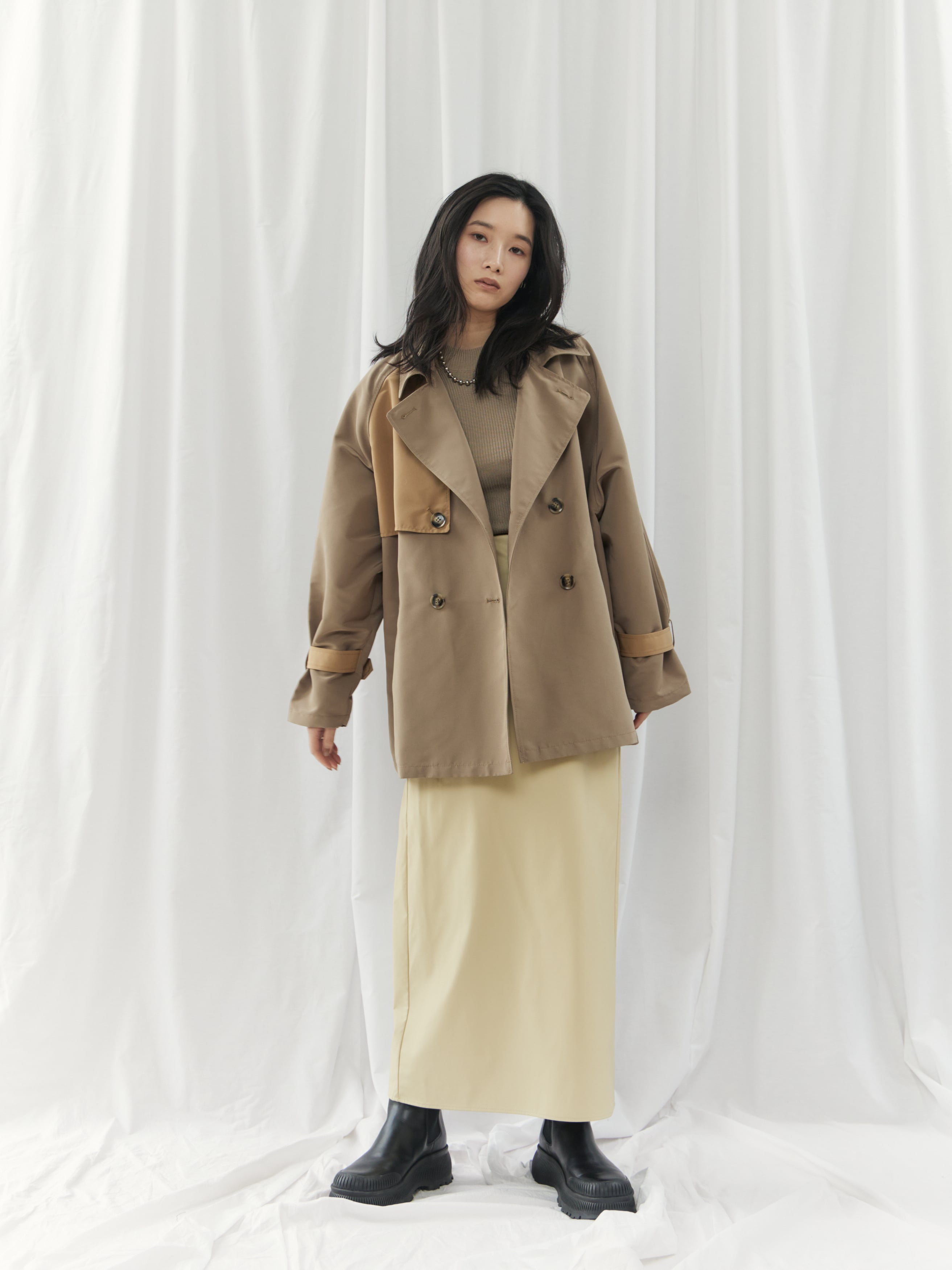 BICOLOR SHORT TRENCH COAT（ﾊﾞｲｶﾗｰｼｮｰﾄﾄﾚﾝﾁｺｰﾄ）【3676100】 | CIEL'AIR