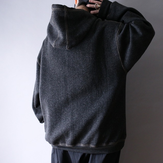 stitch design over silhouette zip-up parka