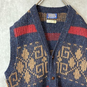 PENDLETON 80's usa製 wool knit vest size M 配送A