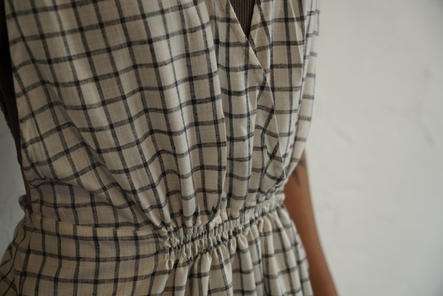 Handloom Cotton Check Jumpsuit (一点もの)