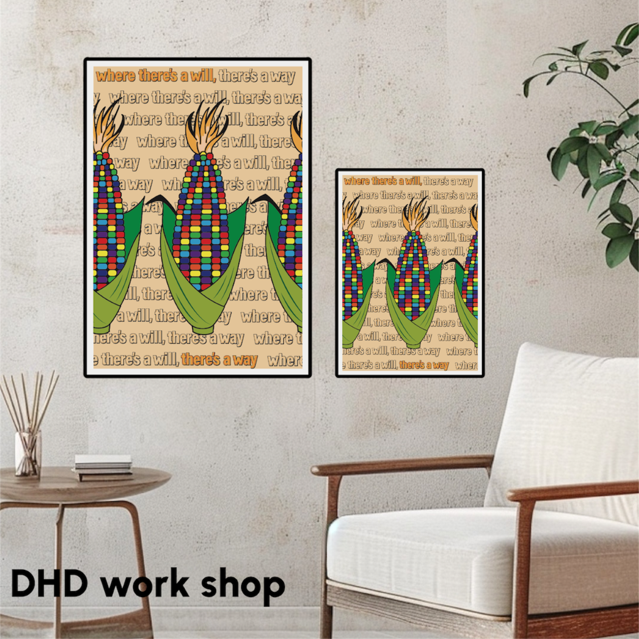 DHD(M)011【フレーム付きインテリアポスターA2　とうもろこしⅠ】