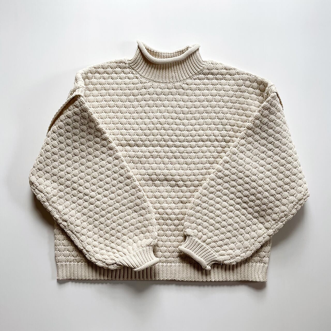 Popcorn high neck knit (ivory)