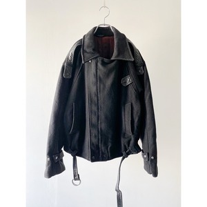 leather switching wool riders jacket