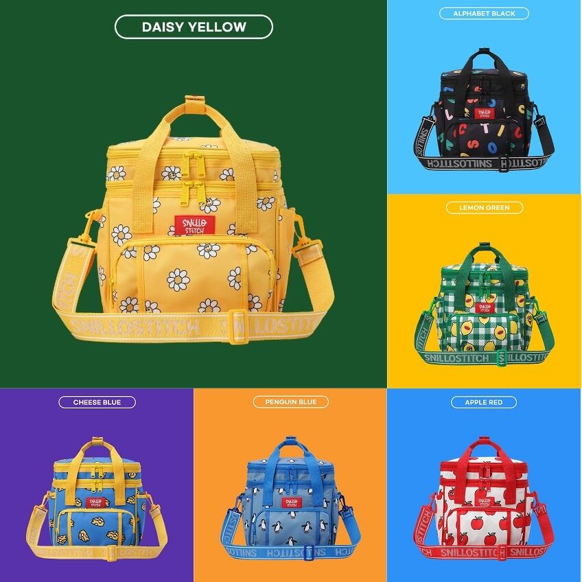 【Snillo Stitch】ポケット付 2段式 保温保冷ランチバッグ