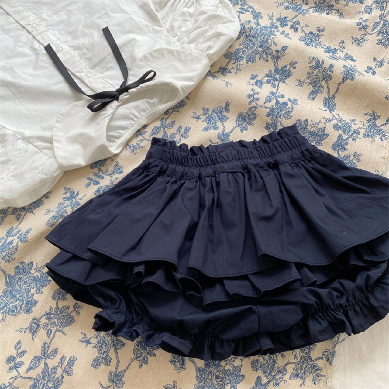 夏パフスリーブブラウス＆バルーンスカートセット