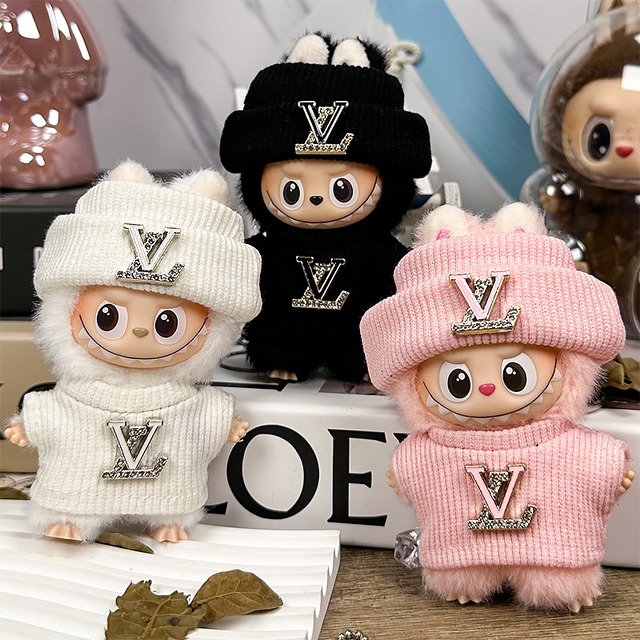 きらめきアクセントの軽奢華ニット！上質 labubu ラブブ 4.0 10cm ドール用 2点セット 可愛い プレミアム