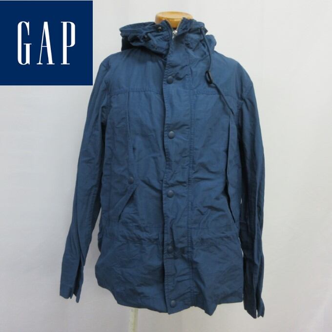 □GAP ギャップ アウター トップス ブルー 長袖 フード付き ポケット ...