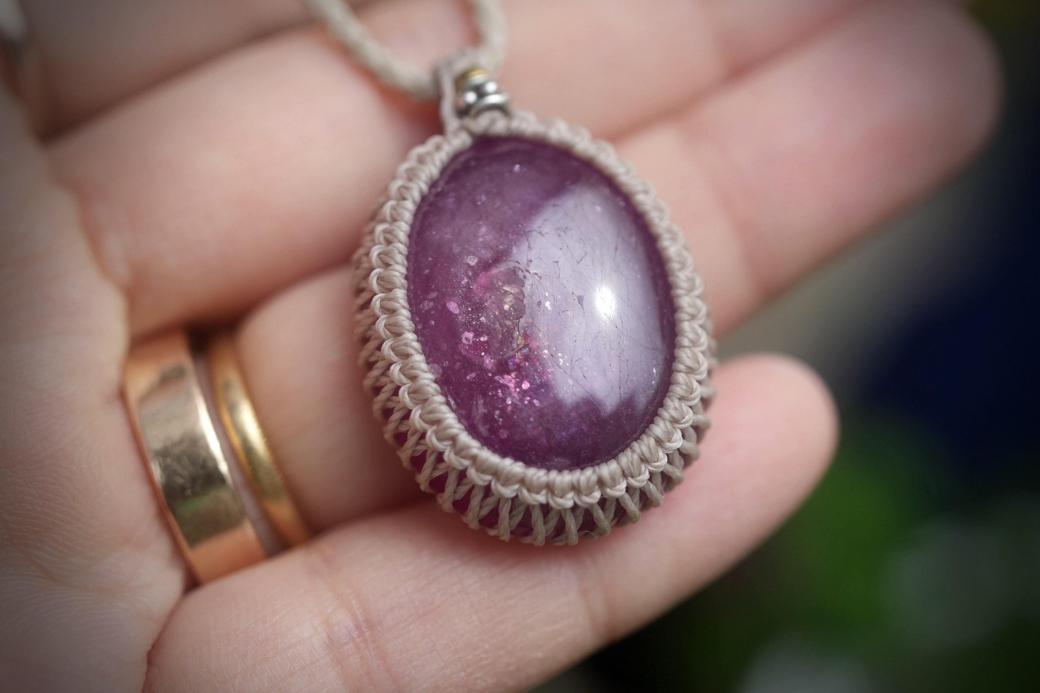 レッセンス効果★高品質★ルビー マクラメネックレス 1589