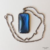 アンティーク スターリングシルバー モルフォ蝶 ペンダント（レクタングルタイプ）【大】
