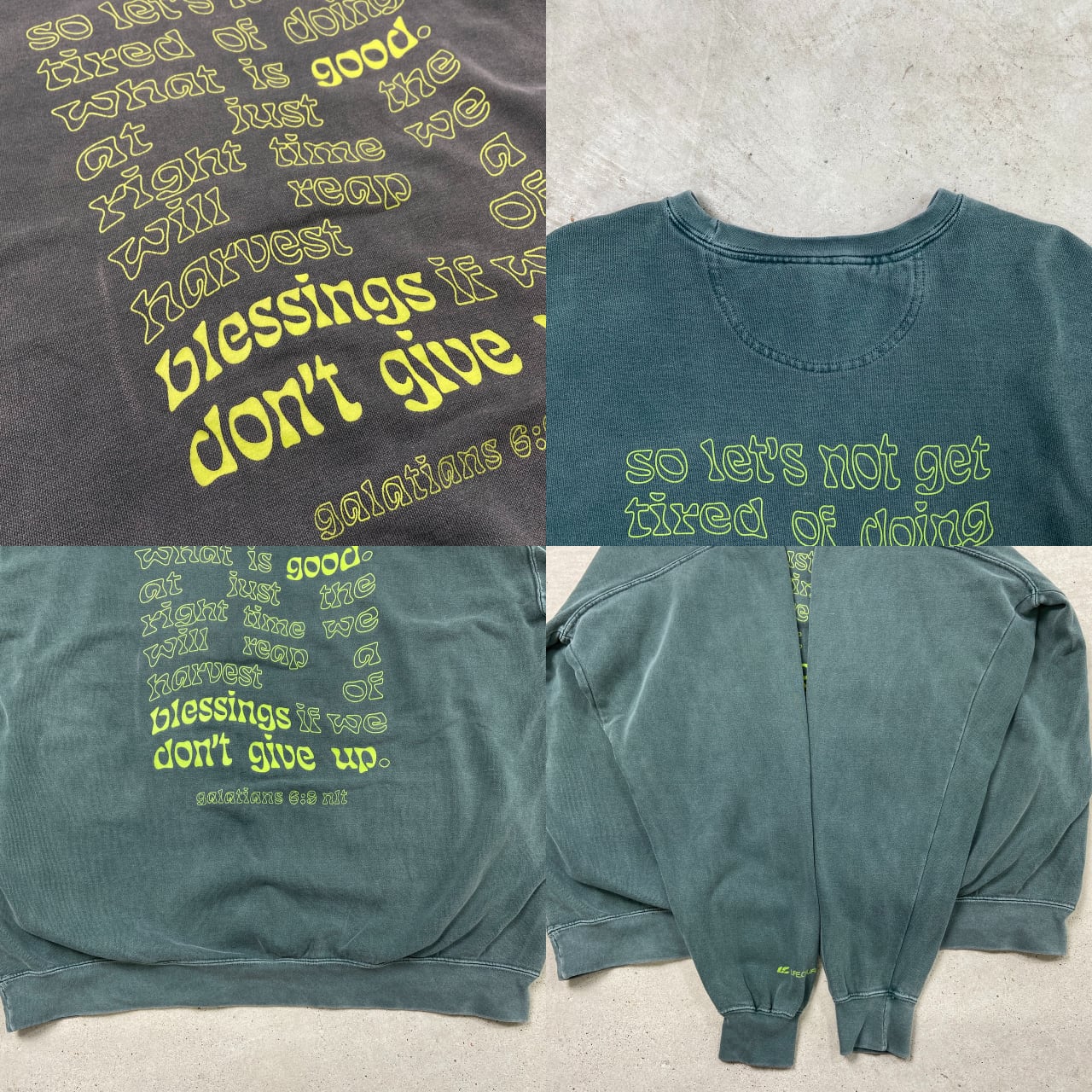 vintage】プリントスウェット Tシャツ グリーン 両面プリント Tシャツ