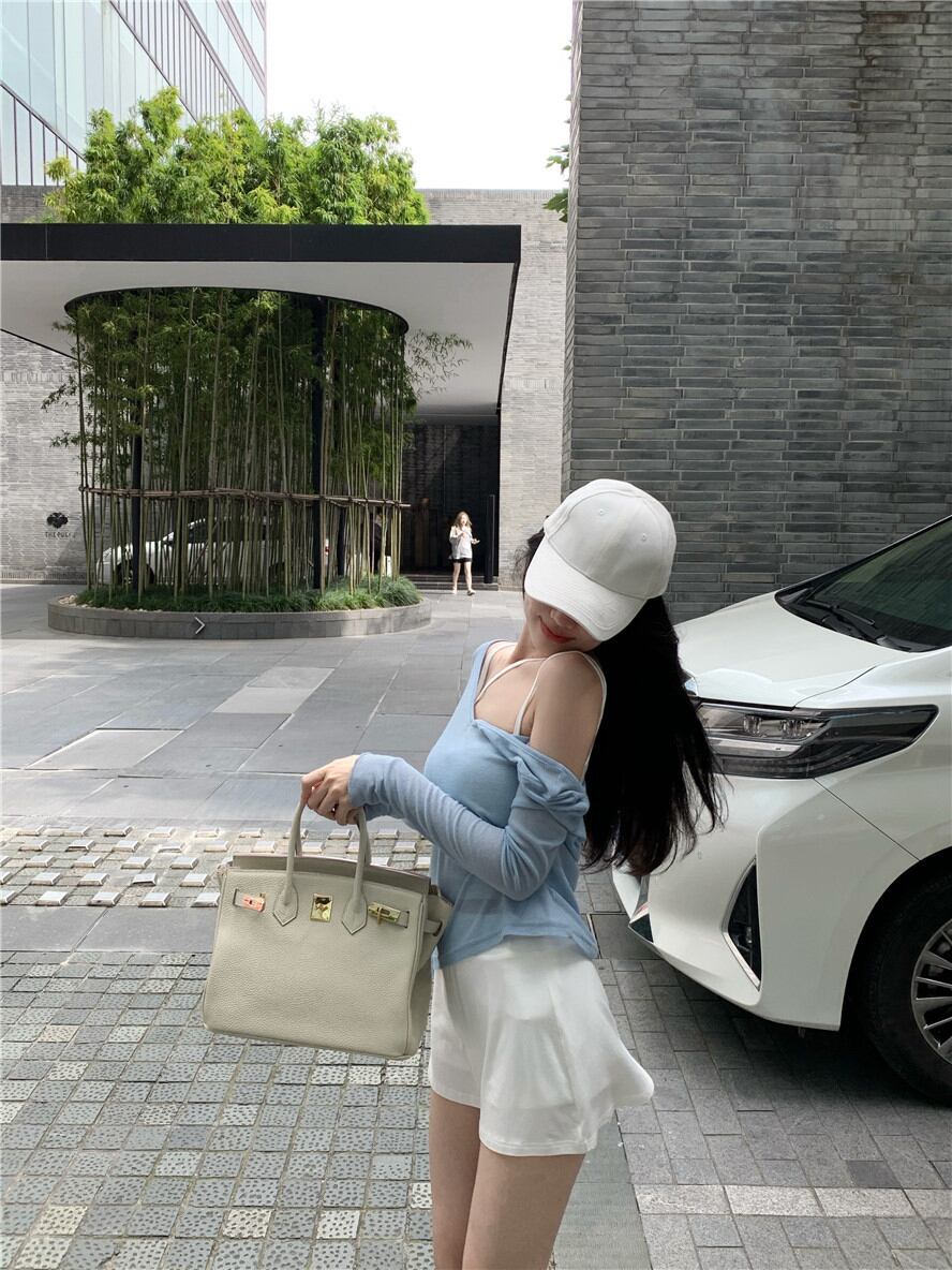 ストラップレス薄手ブラウス Tシャツ サマーVネックルーズトップス ロング 夏物 ピュア ブラックストロベリース34315562584