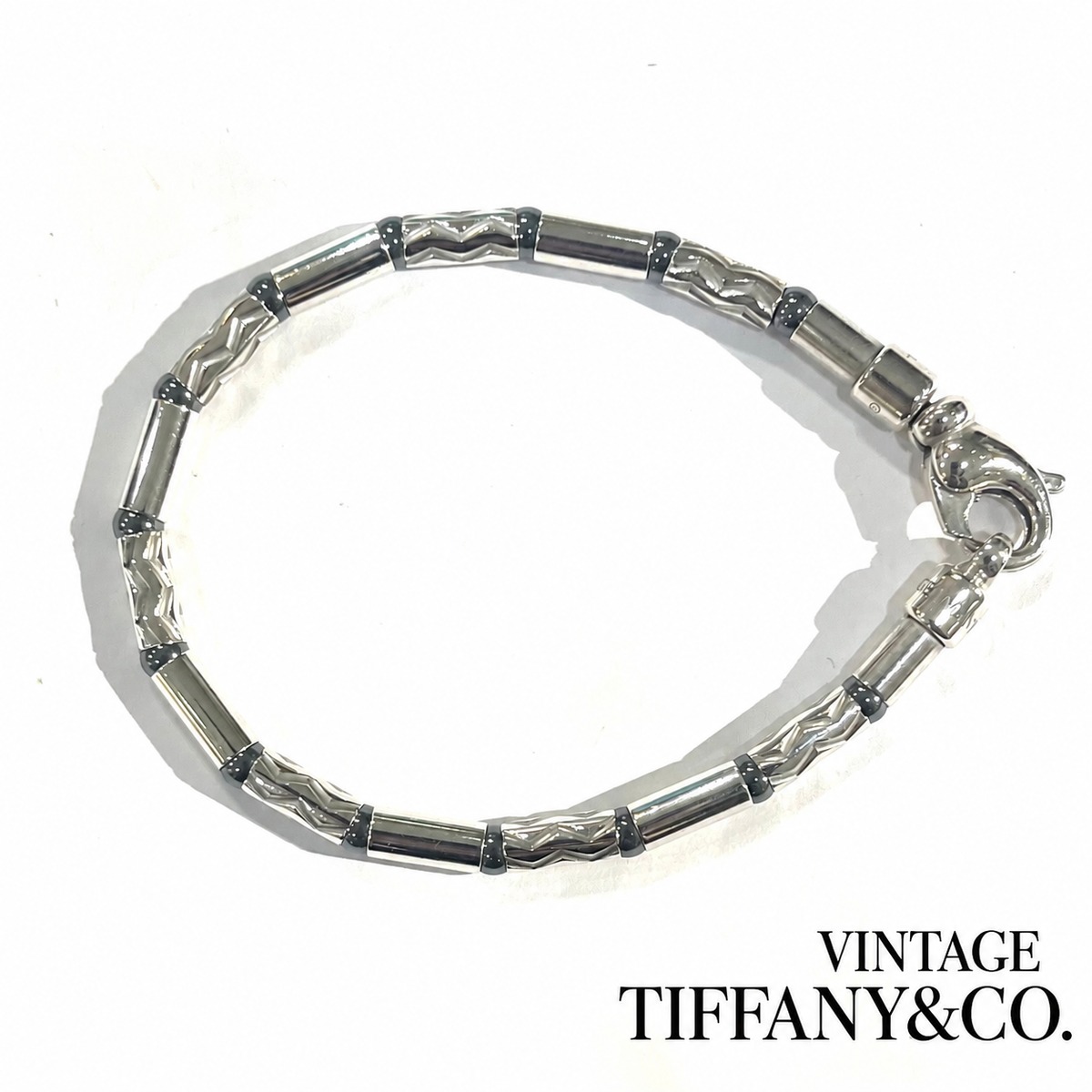 ティファニー Tiffany ジグザグブレスレット ヘマタイト 希少【TIFFANY&CO.】2991 ドイツ製 幾何学ヘマタイトジグザグ