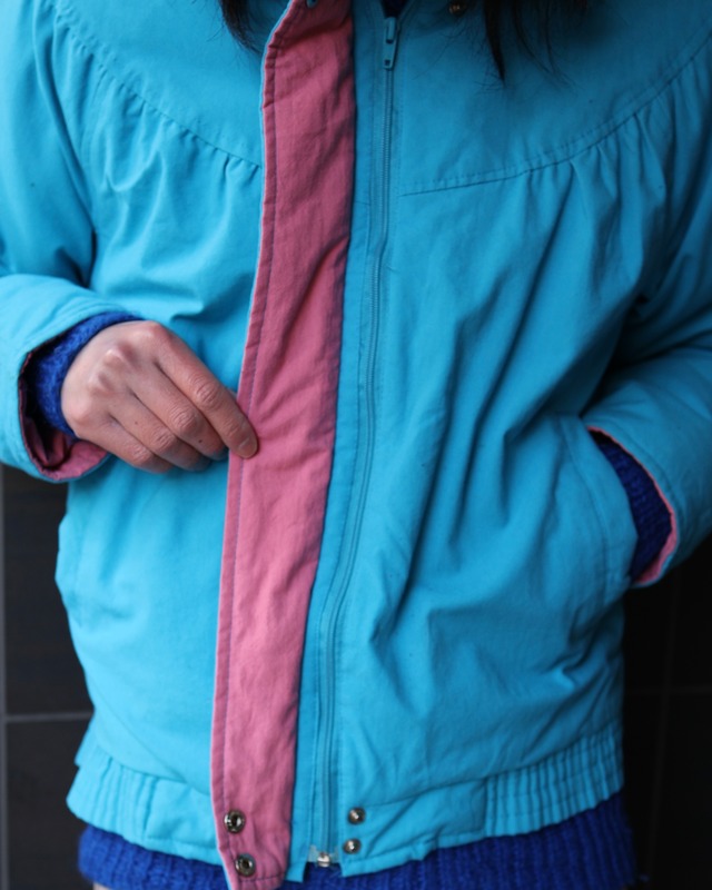 Fly front bicolor down jacket