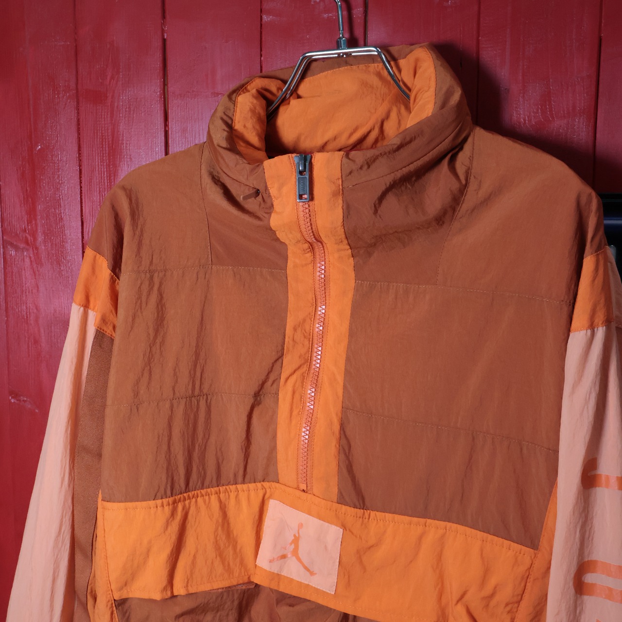 00s AIR JORDAN ハーフジップナイロンアノラックパーカー　オレンジ　ジョーダン　M