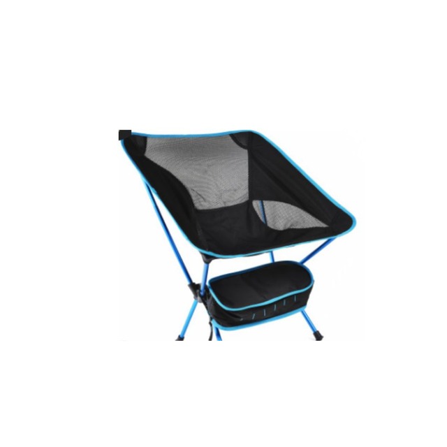 ノーブランド リュックに入る 超軽量 キャンプ椅子 アウトドアチェア 耐荷重：約100㎏ 収納ケース付き【ブルー】