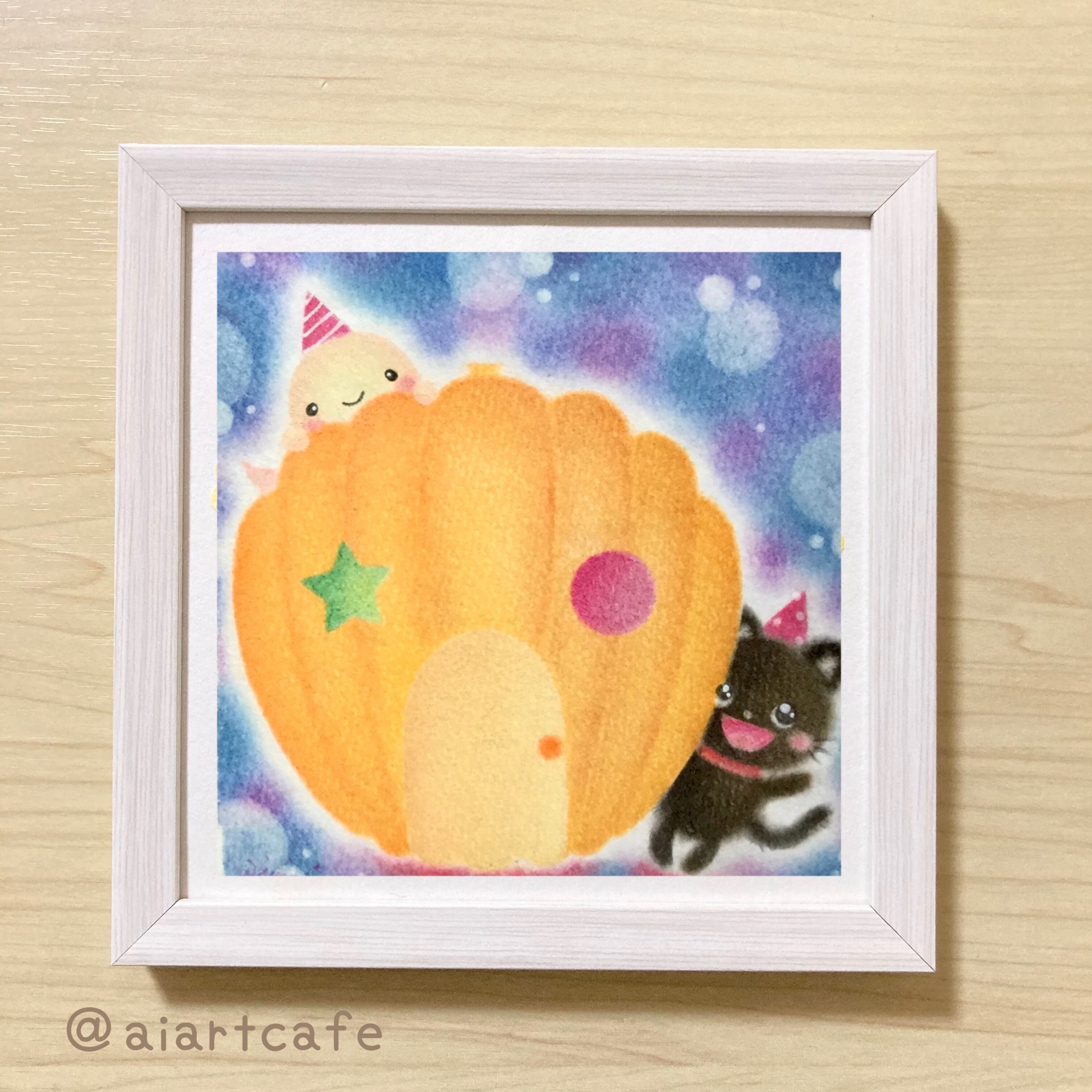 原画 梟 福来たる #179 ※額装付き 額装原画☆ふくろうとお月様 |