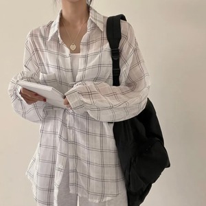 シースルー チェック ルーズ フィットシャツ 2color/3412660