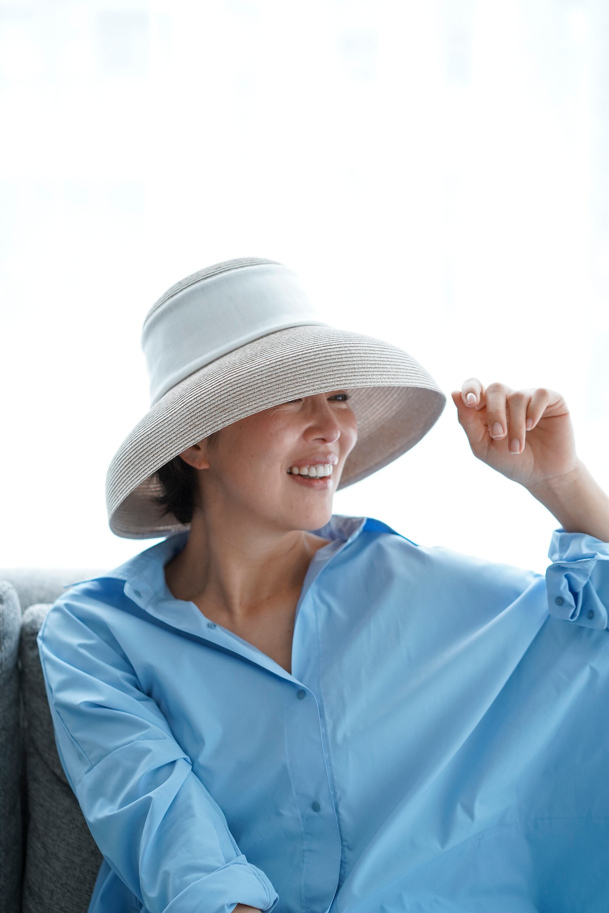 丸めて洗える SUMMER HAT オフホワイト×白 | THE9SHOP