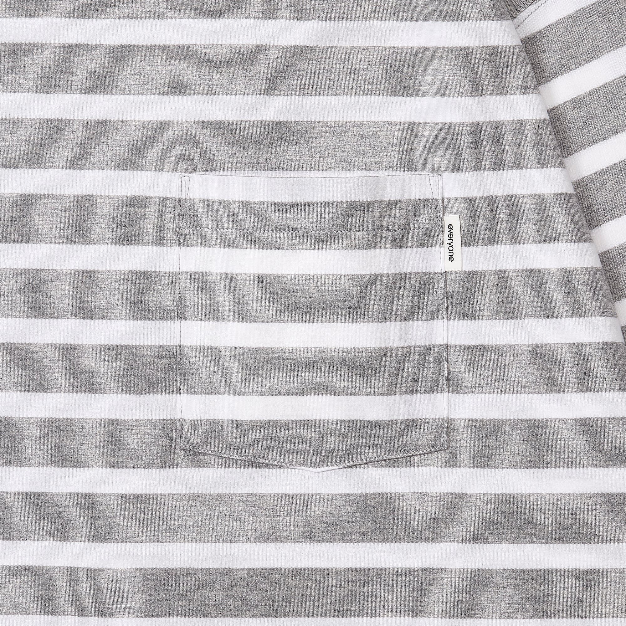 everyone high-gauge cotton border long sleeve tee shirt (GRAY×WHT