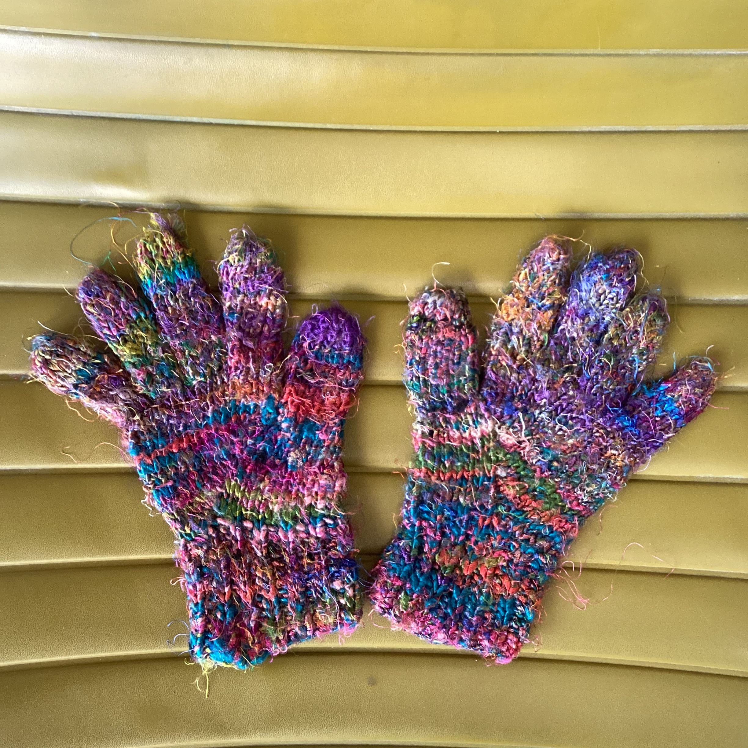 Colorful knit gloves