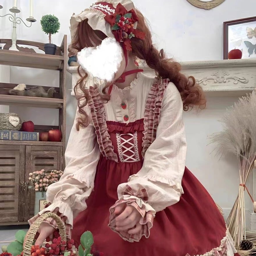 赤ずきん風ロリィタフルセット｜ワンピース＋エプロン＋ケープ＋
