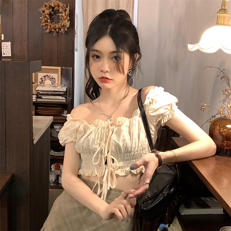 スタイルショートストラップレスTシャツ カジュアル薄手トップス サマー 夏物 ドラファッションホール36351834886