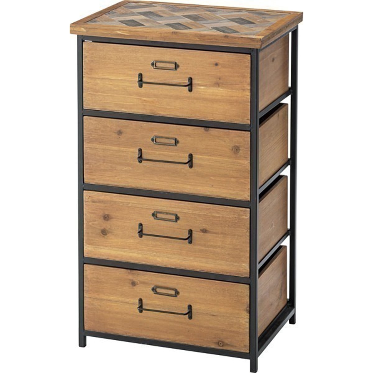 4段チェスト HRN-182 タンス チェスト サイドチェスト 木製 スチール 脚付き 和チェスト リビング ダイニング 寝室 ベッドルーム 和風 インテリア家具 書斎