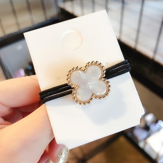 ヘアゴム アクセサリー ４点セット 大人 幸せの四葉のクローバー 髪ゴム ヘアアクセサリー 高弾性 ゴム 無地 可愛い キラキラ 髪ゴム 韓国風 ファッション 小物 通勤 通学 日常 レディース ビューティー (4色セット)