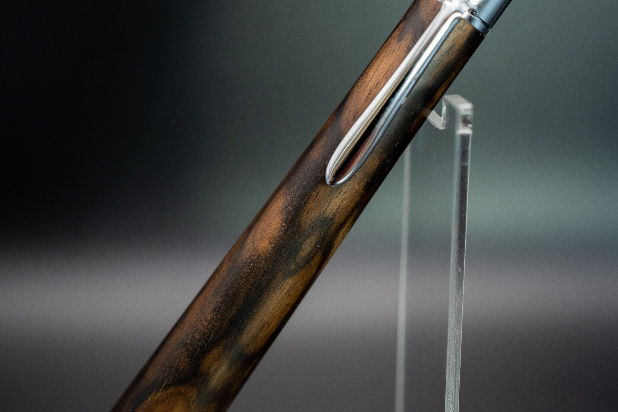 【魅惑の黒い紋様】 黒柿孔雀杢 極上 silver MP