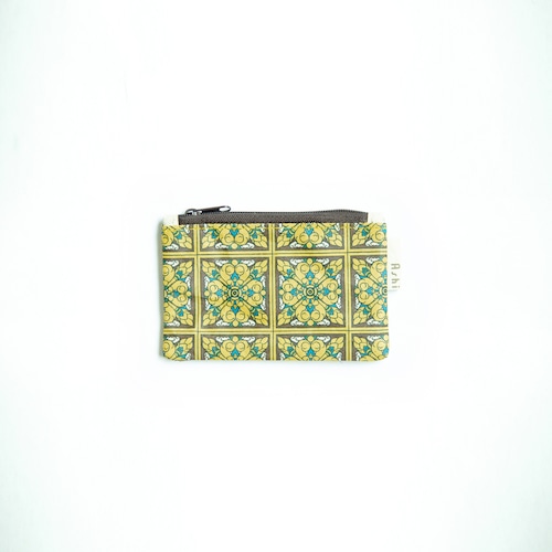 Ashi｜亜紙 Flat Pouch S＊Tile Yellow 紙ポーチ タイル ハンドメイド