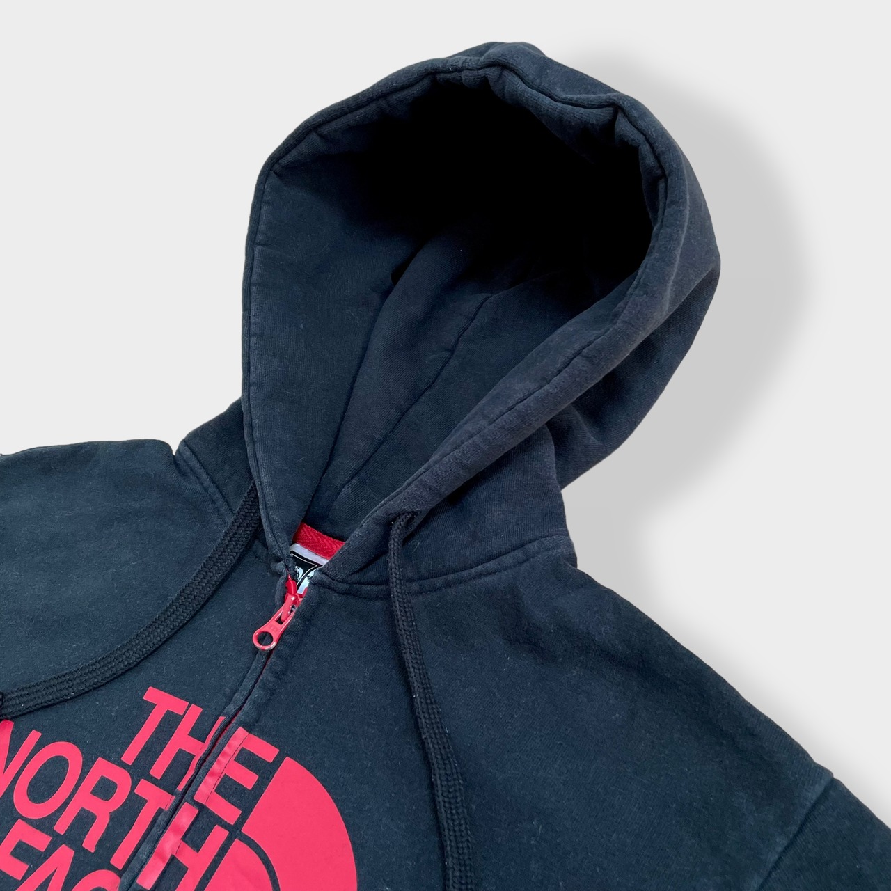 【THE NORTH FACE】ロゴ プリント パーカー フルジップ ジップアップ スウェット フーディー hoodie アウトドア M 黒 ノースフェイス us古着