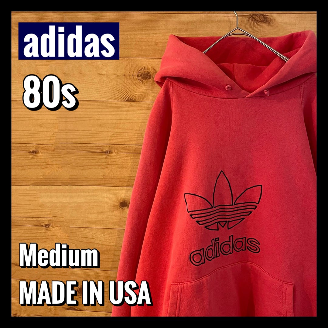 adidas】80s USA製 トレフォイル 刺繍ロゴ 万国旗タグ プルオーバー 肉 ...