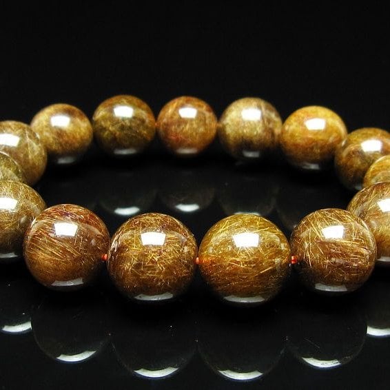 ルチルクォーツ ブレスレット 14mm ブロンズルチル ブレス 一点物 111-50795