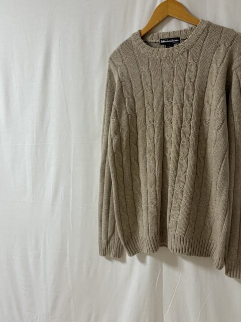 1990~00's Cable Knitting Pattern Crew Neck Sweater
