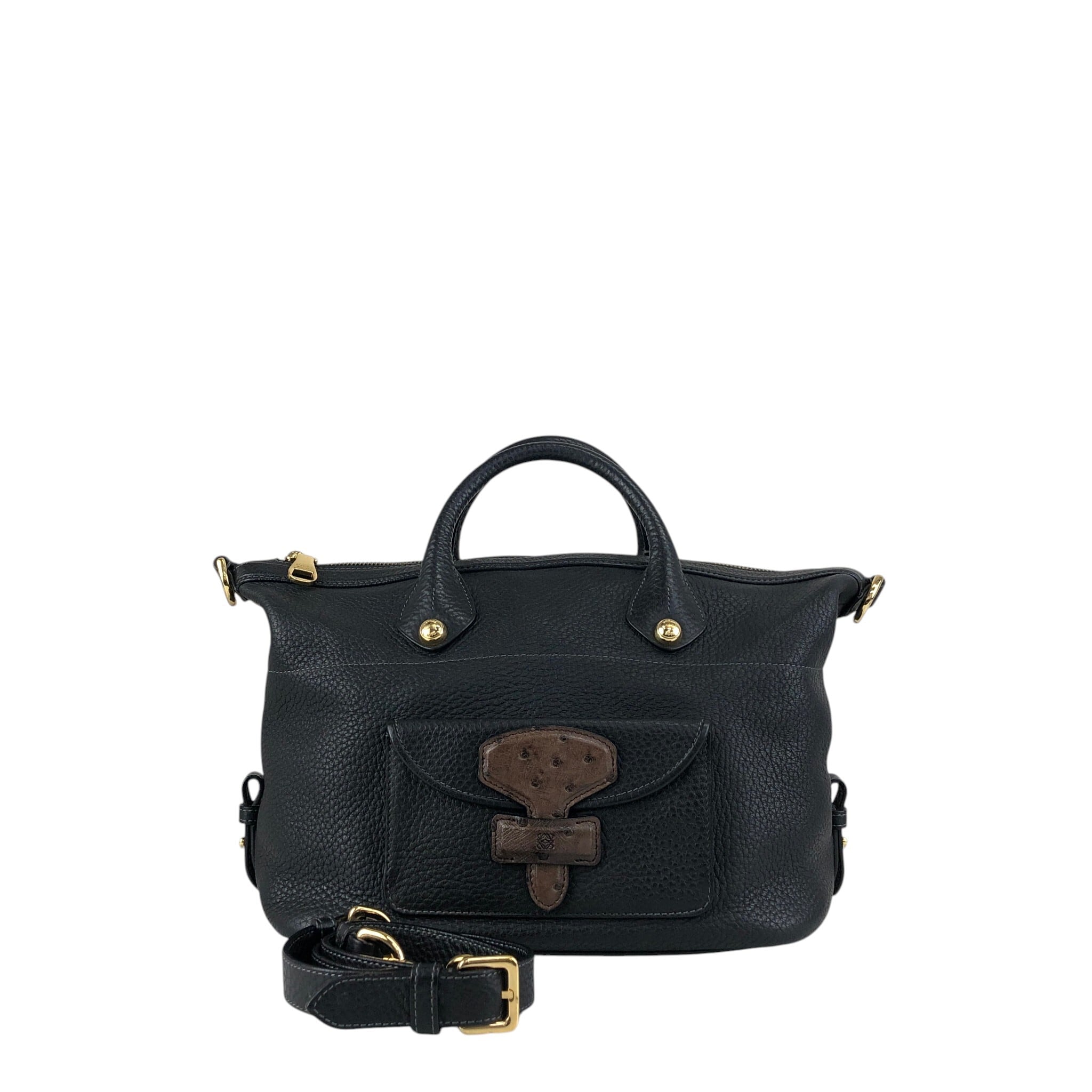 LOEWE ロエベ ショルダーバッグ ブラック アナグラム レザー コンビ