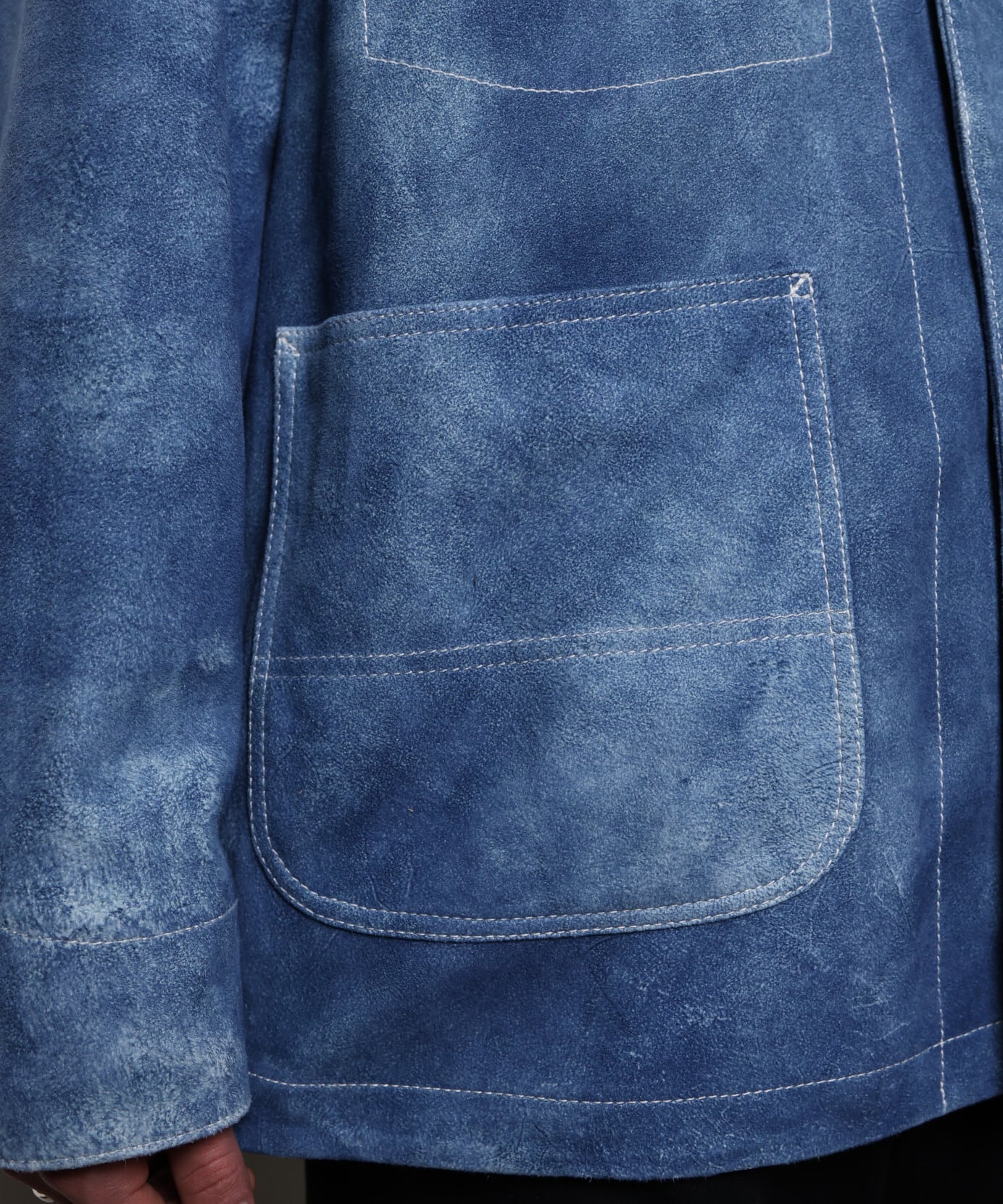 SEVEN BY SEVEN / 800-6125005 LEATHER COVERALL JACKET (LIGHT INDIGO